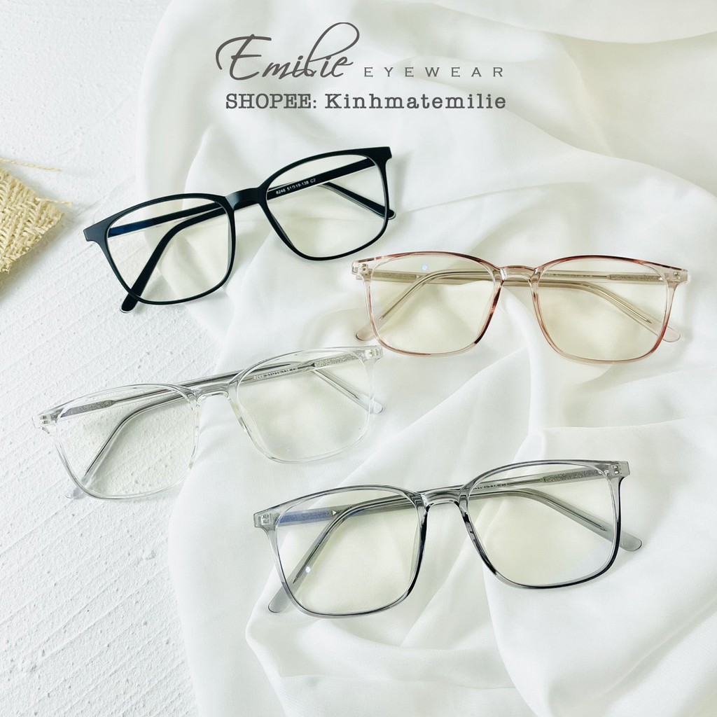 Gọng kính vuông nhựa dẻo size to nam nữ Emilie eyewear phụ kiện thời trang 8246