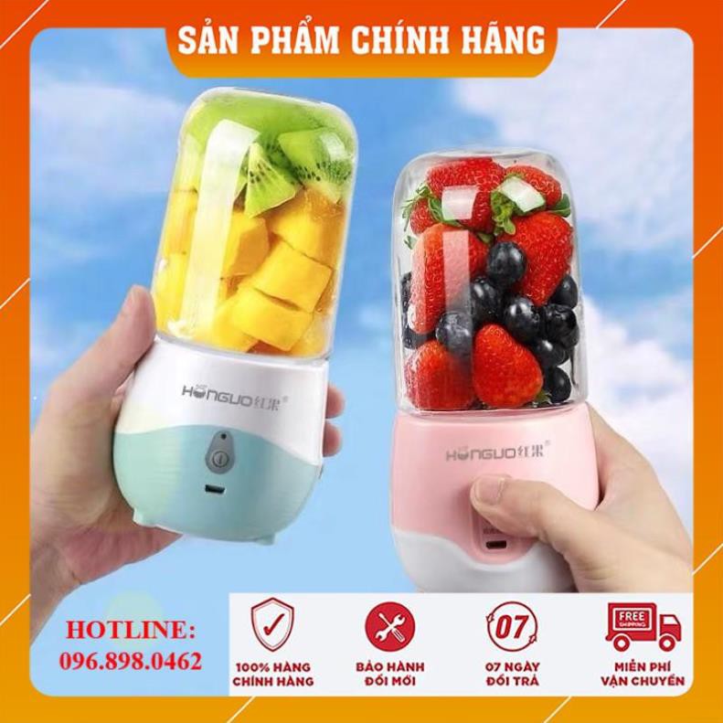 [CHÍNH HÃNG-FREESHIP] Máy Xay Sinh Tố Mini HONGUO 2021, Máy Xay Sinh Tố Đa Năng SIÊU HOT, Máy Xay Sinh Tố Cầm Tay 300ml