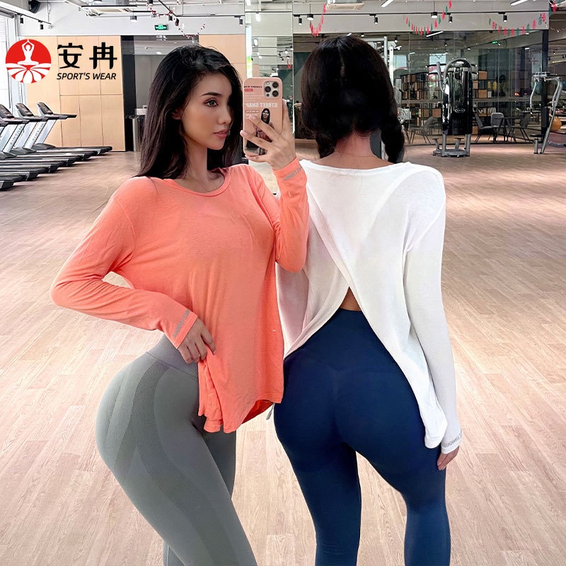 Áo thun thể thao ANRAN dáng rộng màu trơn đơn giản nhanh khô thông thoáng