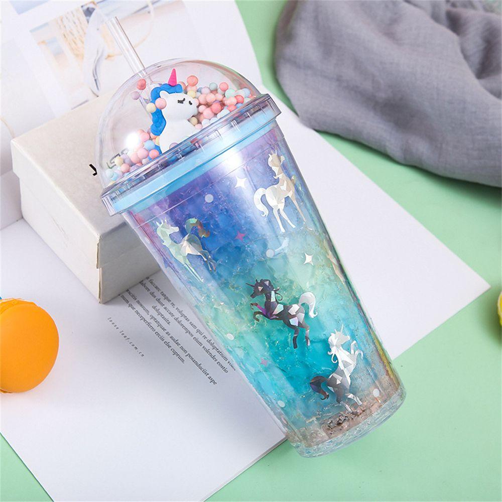 Bình Nước Kỳ Lân Dễ Thương Kèm Ống Hút 450ml Ket1
