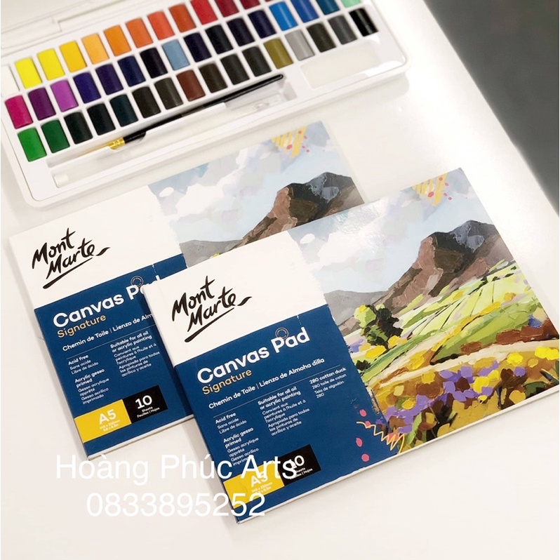 Toan vải vẽ, canvas dạng sổ Mont Marte , Canvas Pad Mont Marte các size A5/A4/A3 - tập 10 toan, 280gsm