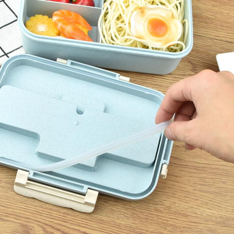 Hộp cơm văn phòng lúa mạch inox ❤️Hàng có hộp sịn❤️ 3 ngăn V1