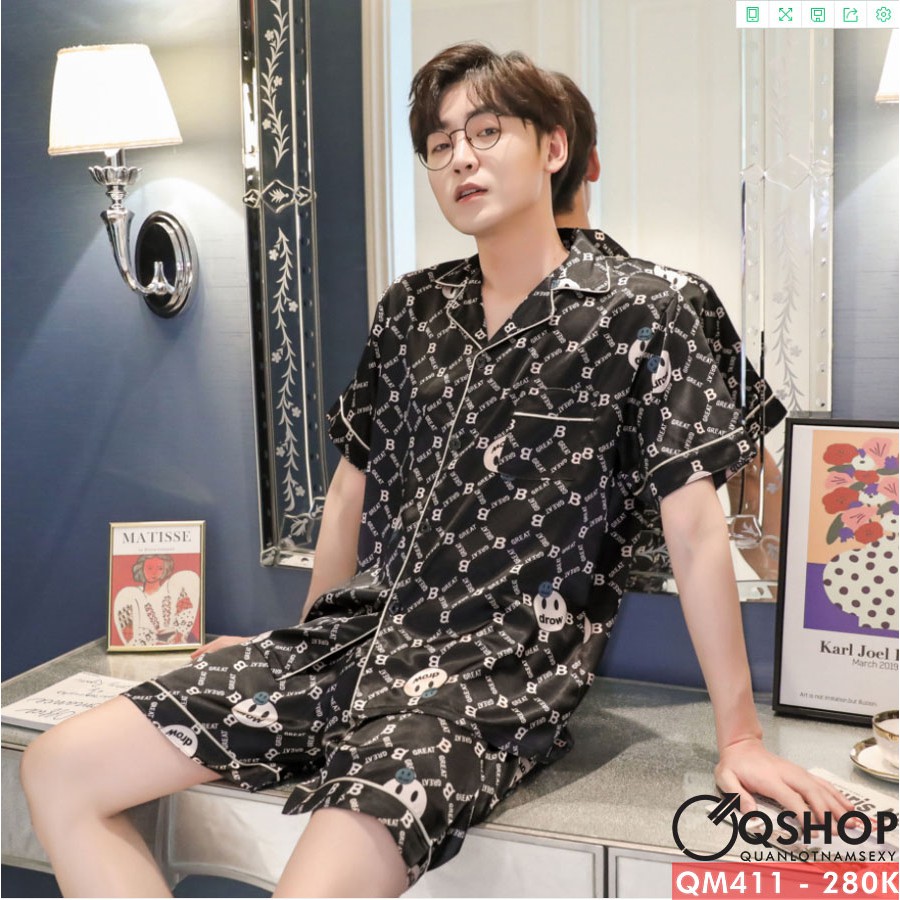 BỘ ĐỒ PIJAMA NAM QUẦN NGẮN, TAY NGẮN QM411
