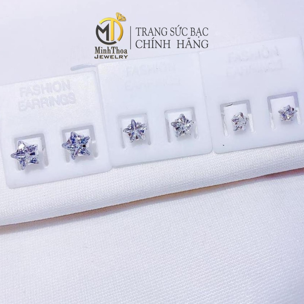 Khuyên tai nụ bạc ngôi sao, bông hoa tai nữ bạc đẹp trang sức phong cách Hàn Quốc Minh Thoa Jewelry