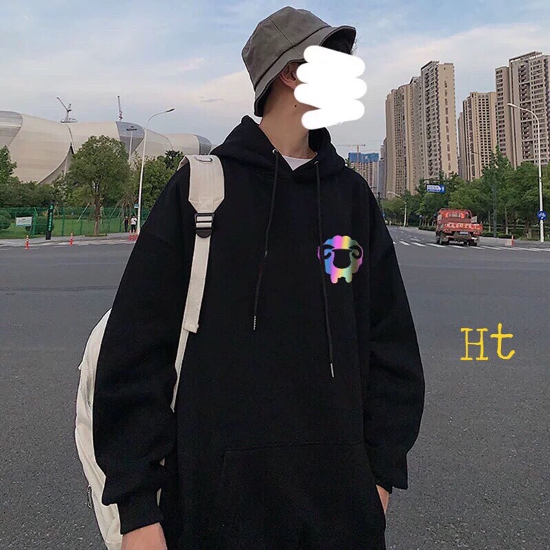 áo hoodie nỉ phản quang 7 màu chú cừu in 2 mặt cung Bạch Dương