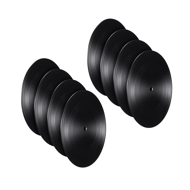 Set 12 Đĩa CD Vinyl Trơn 7 Inch Màu Đen Trang Trí Tường Phòng