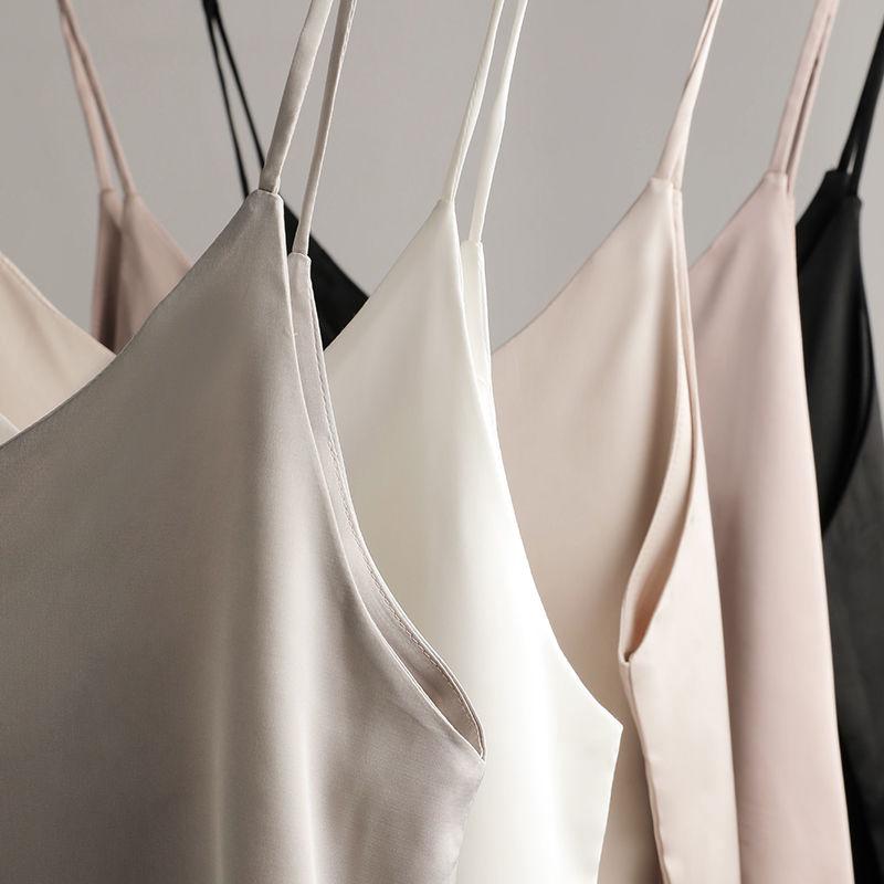 Áo Hai Dây Cổ Chữ V Chất Lụa Satin Thời Trang Cho Nữ