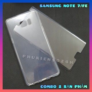 COMBO SAMSUNG GALAXY NOTE 7 / NOTE FE  Ốp Lưng silicon trong suốt A + và Dán Cường Lực UV Note 7 fe