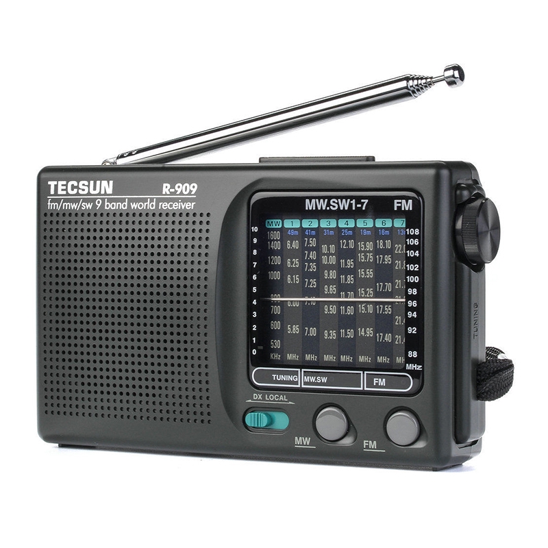 Radio nhỏ gọn TECSUN R-909 FM MW SW thiết kế chất lượng cao