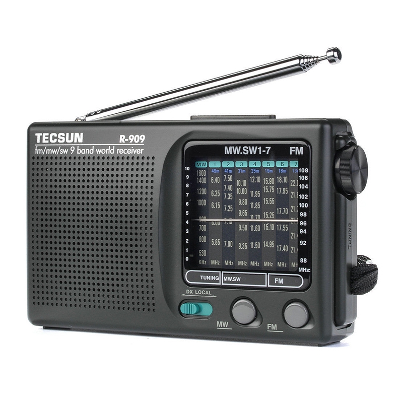 TECSUN R-909 Portable Radio FM MW(AM) SW(Shortwave) 9 Bands World Receiver vn