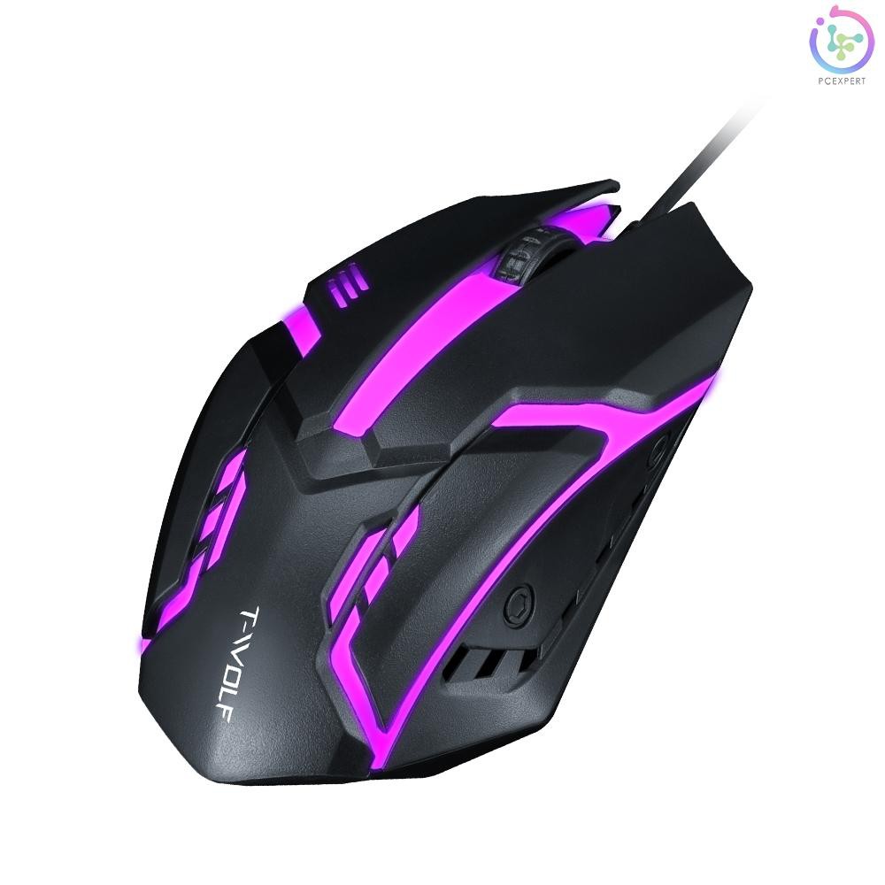 Chuột Gaming T-Wolf V1 Có Đèn Led 3 Nút 7 Màu 1200 Dpi