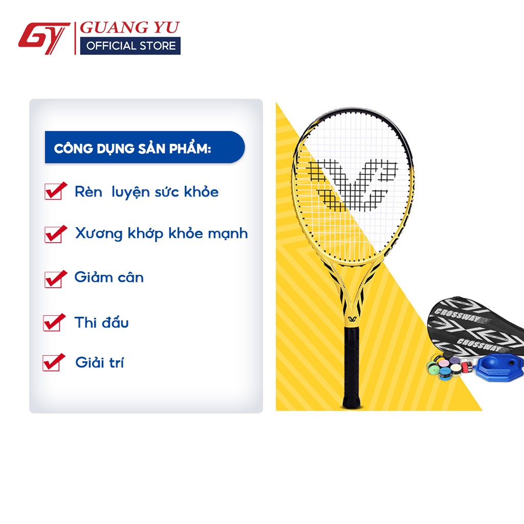 Vợt Tennis CROSSWAY W202 Khung Vợt Sợi Carbon Cao Cấp Tặng Kèm Bóng Và Đế Luyện Tập