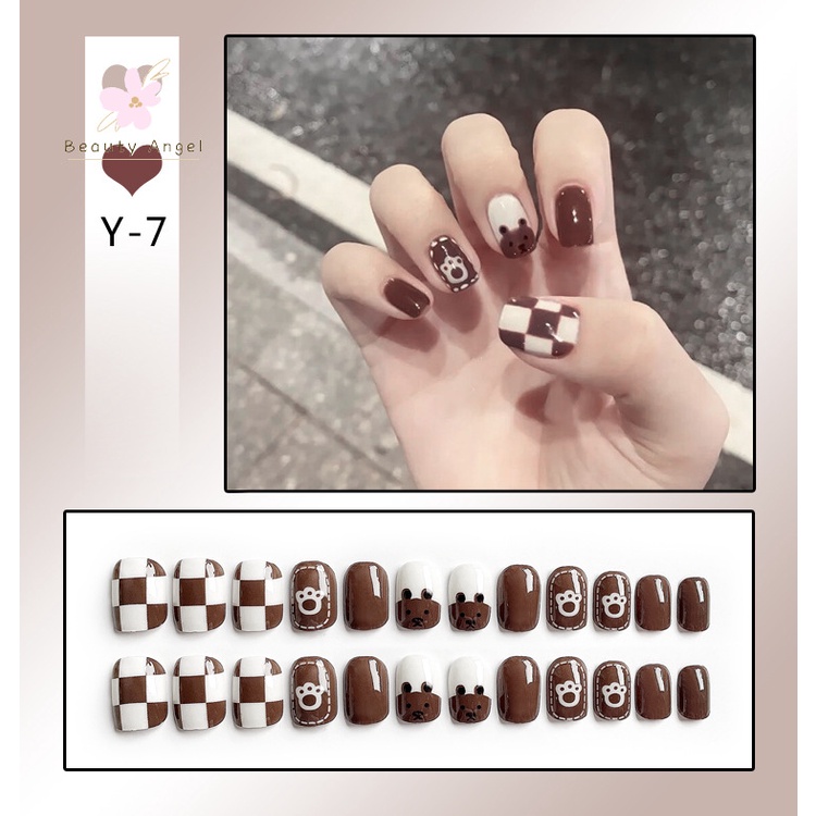 Bộ 24 Móng Tay Giả Dài/Ngắn Thiết Kế Dễ Thương Cho Nữ