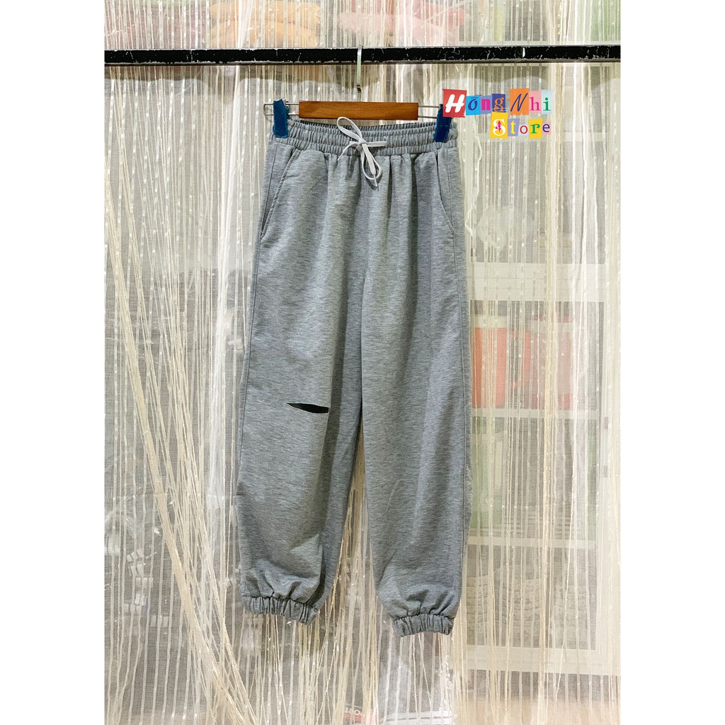 Quần Jogger Rách Gối Bo Lai Dáng Rộng Unisex - MM