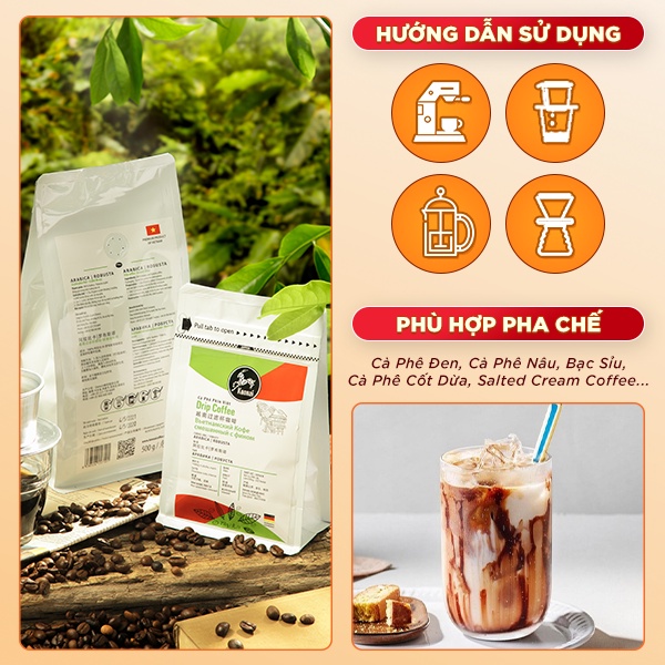 Cà phê Robusta Tây Nguyên rang nguyên chất đậm đà hậu vị ngọt pha phin pha máy Drip Konnai Coffee