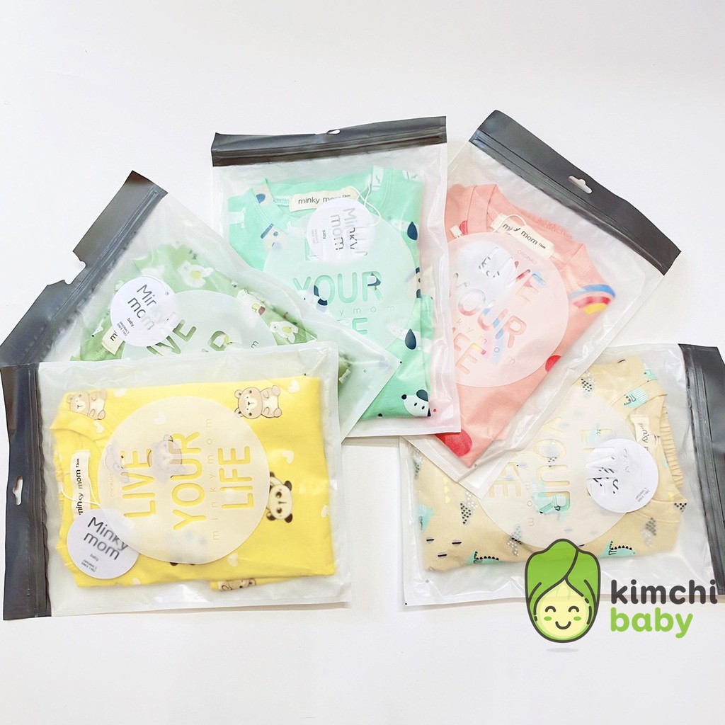 Bộ Dài Tay Cotton 100% Minky Mom Họa Tiết Cầu Vồng - Gấu Trúc - Khủng Long Dễ Thương Cho Bé MKM08 (Sz từ 7-19kg)