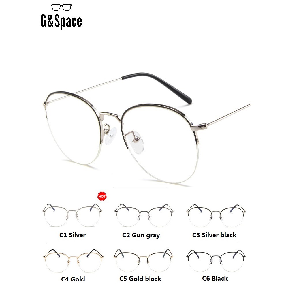 Round half-frame eyeglass Anti Blu Ray Artistic myopic spectacles