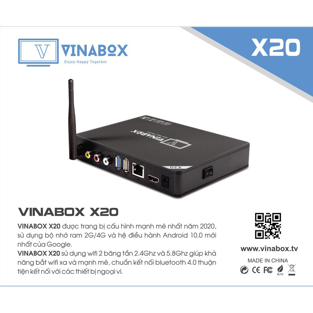 TV Box Vinabox X20 RAM 2GB chạy Android 10