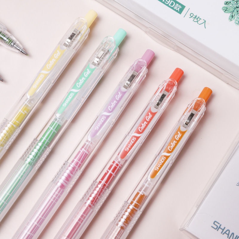 Set Bút Morandi Dạng Nhấn Nhiều Màu Dễ Thương