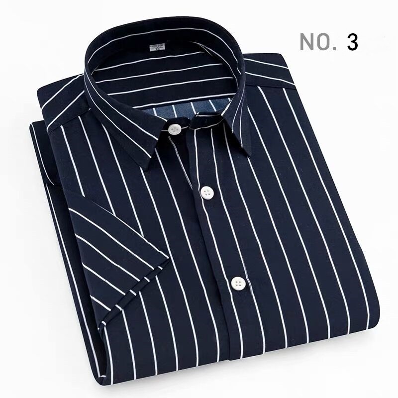Áo Sơ Mi Tay Ngắn Dáng Ôm Họa Tiết Kẻ Sọc 7 Màu Thời Trang Hàn Quốc Cho Nam 90kg