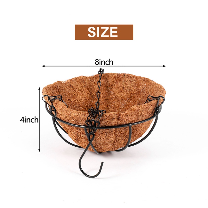 Chậu Trồng Cây Màu Đen Có Dây Xích Treo Trang Trí Ban Công / Sân Vườn Kích Thước 8inch