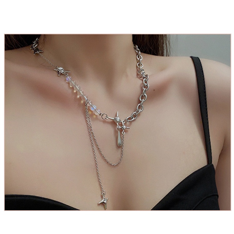 Vòng cổ Đính Đá Hình Giọt Nước Phong Cách hip-hop Sang Trọng Thời Trang