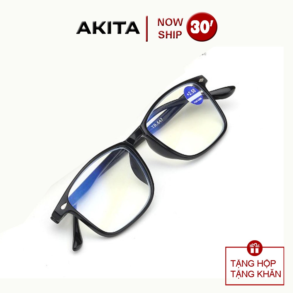 Kính lão thị viễn thị Nhật bản TR90 tròng gia công sáng rõ cực nét chống mỏi AKITAKVM301 màu Đen