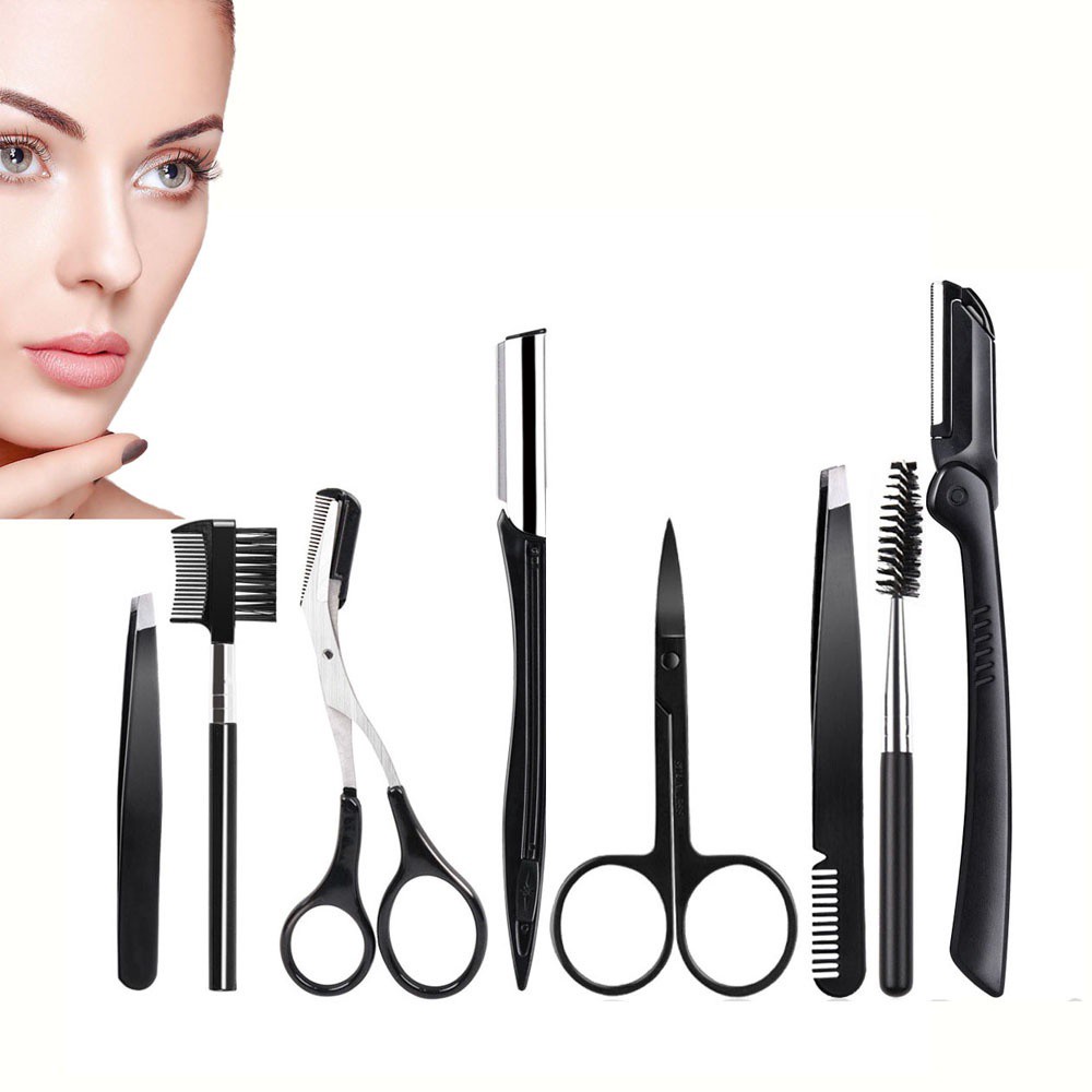 [Hàng mới về] Bộ 4 dụng cụ tỉa lông mày chuyên nghiệp bằng thép không gỉ tiện lợi