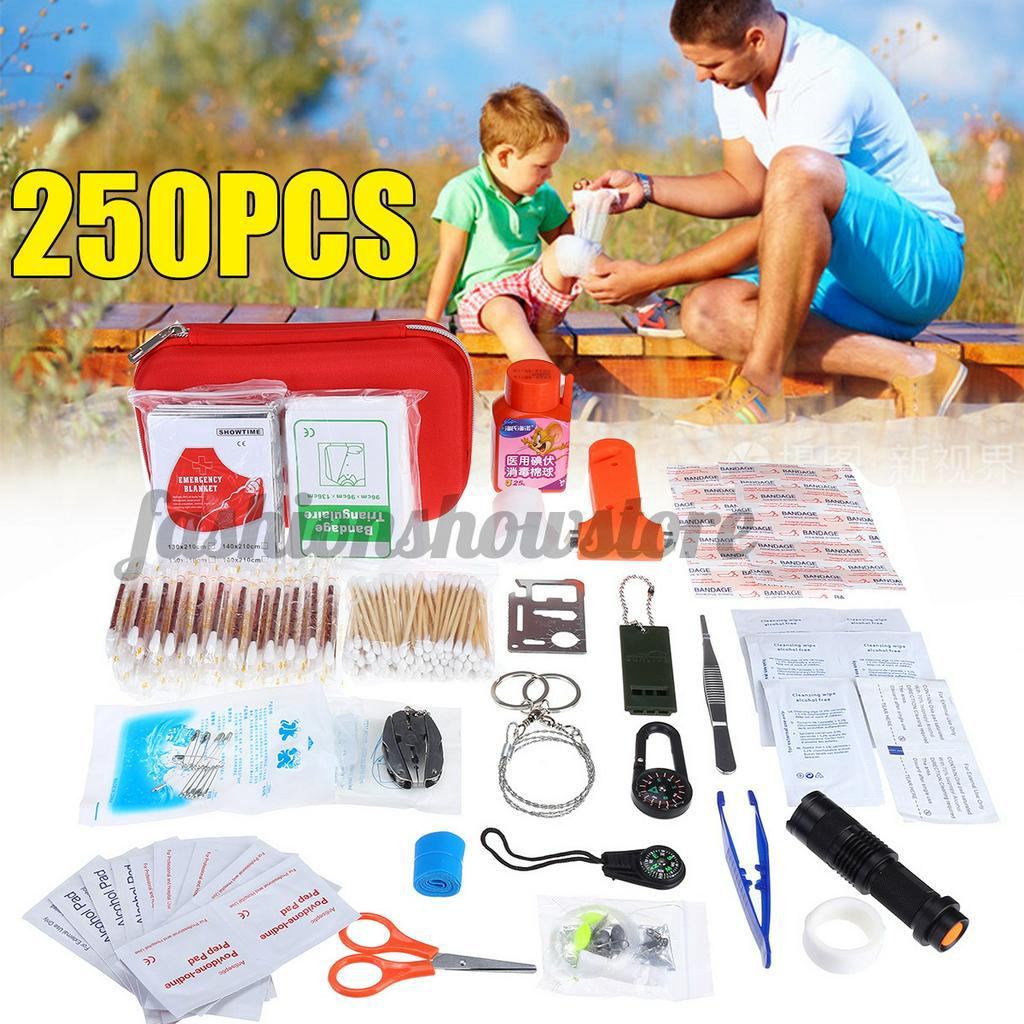 Wonderful 250Pcs 9pcs Emergency Survival First Aid Kit Bag Hiking Adventures Gear For Home Outdoor FASHIONSHOWSTORE