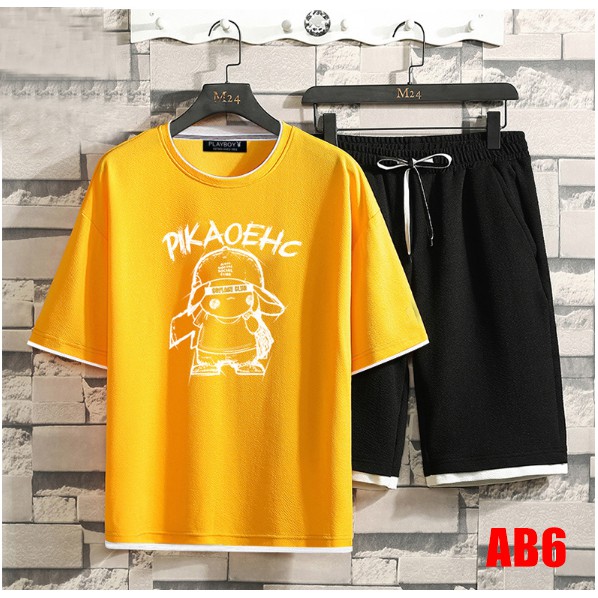 Bộ quần áo nam cộc tay họa tiết hoạt hình | BigBuy360 - bigbuy360.vn