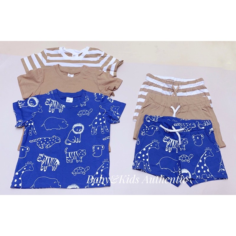 Set 3 quần,áo thun cotton Hm Auth bé trai 6-9m 9-12m 12-18m 18-24m 2-3y 3-4y