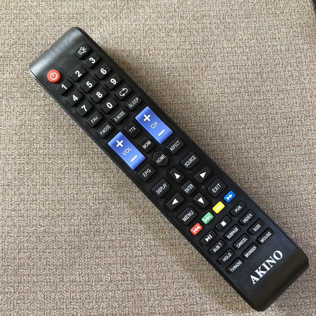Điều khiển tivi AKINO - Remote điều khiển AKINO bình thường - có những nút bấm bằng tiến anh dễ sử dụng - tặng kèm pin