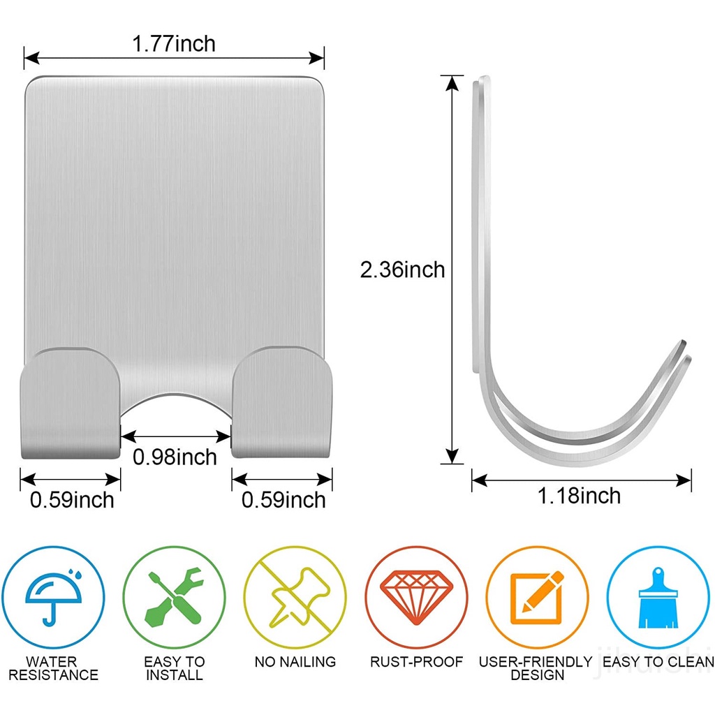 Bộ 2 Móc Treo Dao Cạo Râu Gắn Tường Bằng Thép Không Gỉ