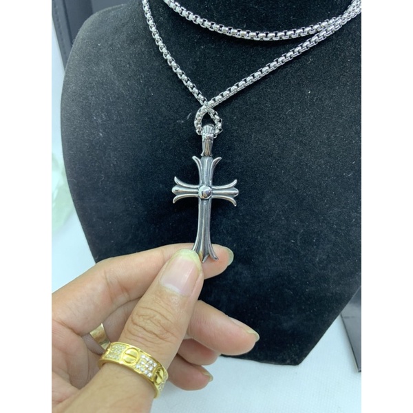 Dây chuyền Chrome Heart Cross bạc đa đỏ fullbox cao cấp có bảo hành.