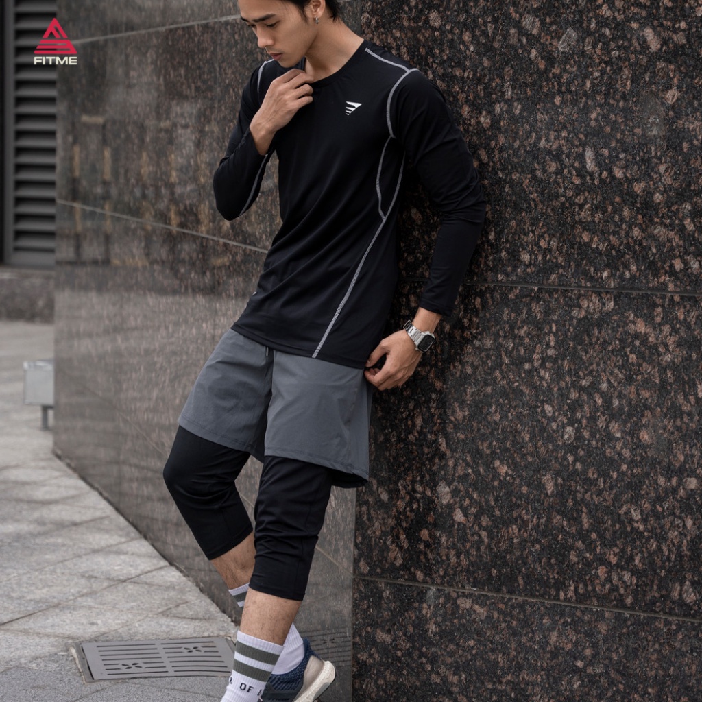 Quần lửng tập gym nam short 2 lớp Fitme lót legging 3/4 thể thao phong cách mạnh mẽ cá tính