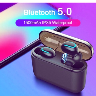 Tai nghe bluetooth invisible super mini earphones 5.0 tws hbq-q32 chống nước kiêm sạc dự phòng 1500mah