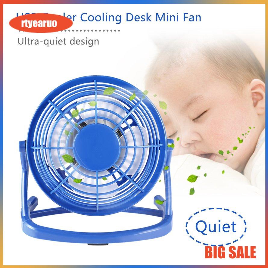 Portable DC 5V Small Desk USB 4 Blades Cooler Cooling Fan USB Mini Fans Operation Super Mute Silent PC / Laptop / Notebook