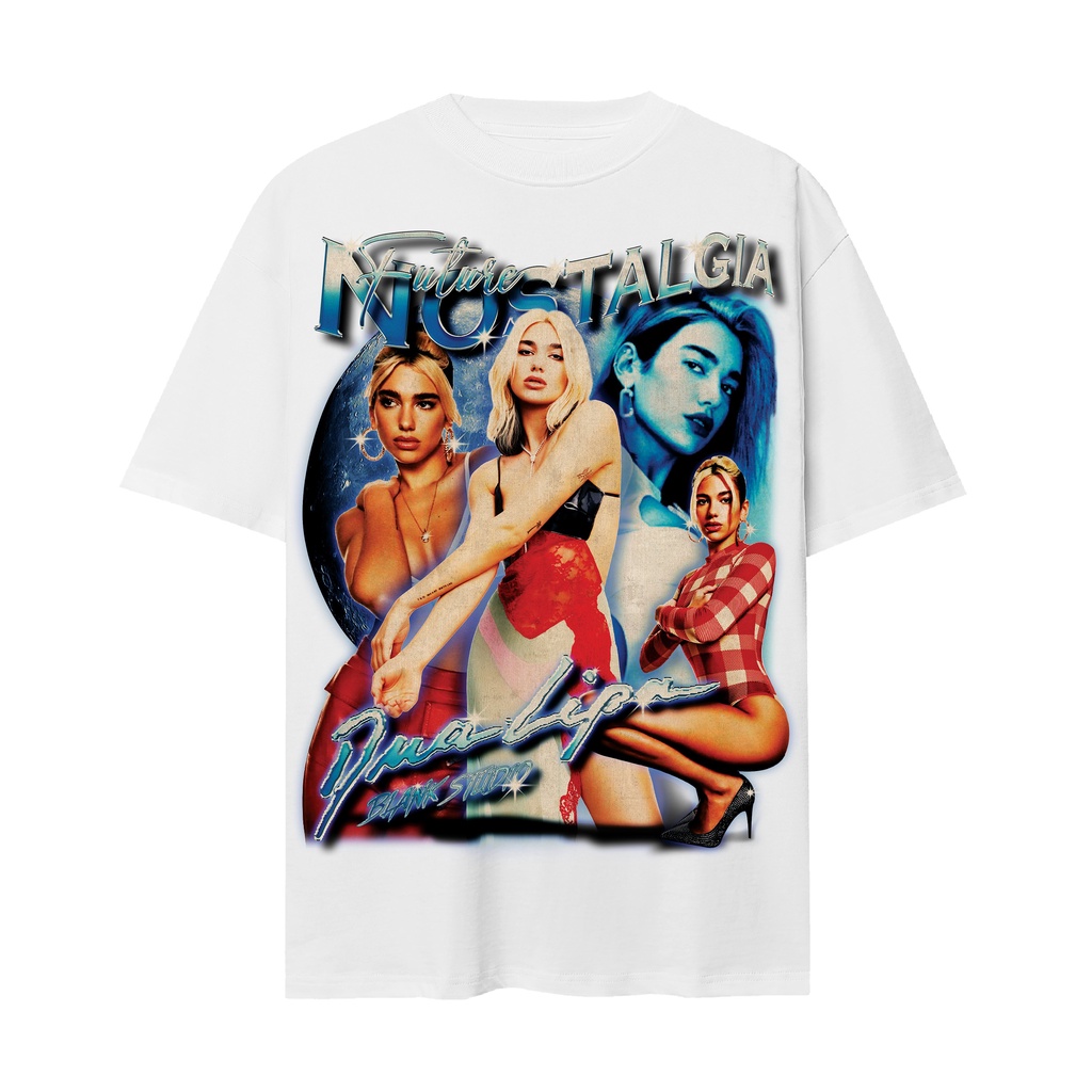 BLANK | Áo Thun Dua Lipa Tay Lỡ Unisex - Đen/Trắng Cổ Tròn