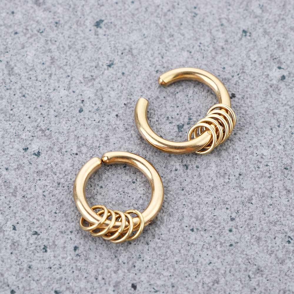 Khuyên Tai Dạng Vòng Tròn Không Cần Xỏ Lỗ Bằng Thép Không Gỉ Phong Cách Hip Hop Punk Cá Tính Cho Thanh Thiếu Niên