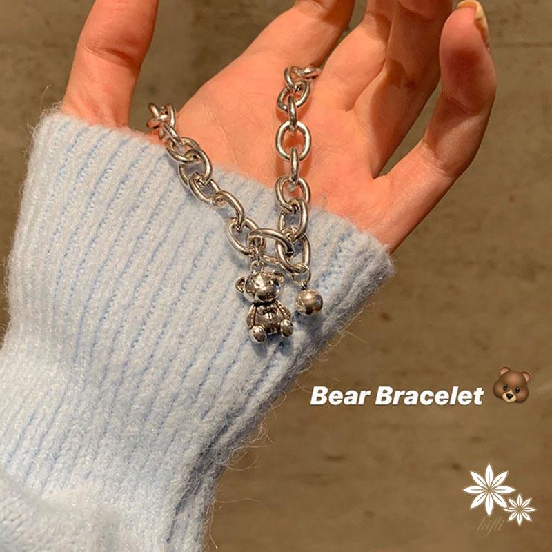 Vòng Đeo Tay Bằng Hợp Kim Kim Loại Hình Gấu Xấu Tối Giản Nhật Bản Và Hàn Quốc INS cold wind Cho Nữ