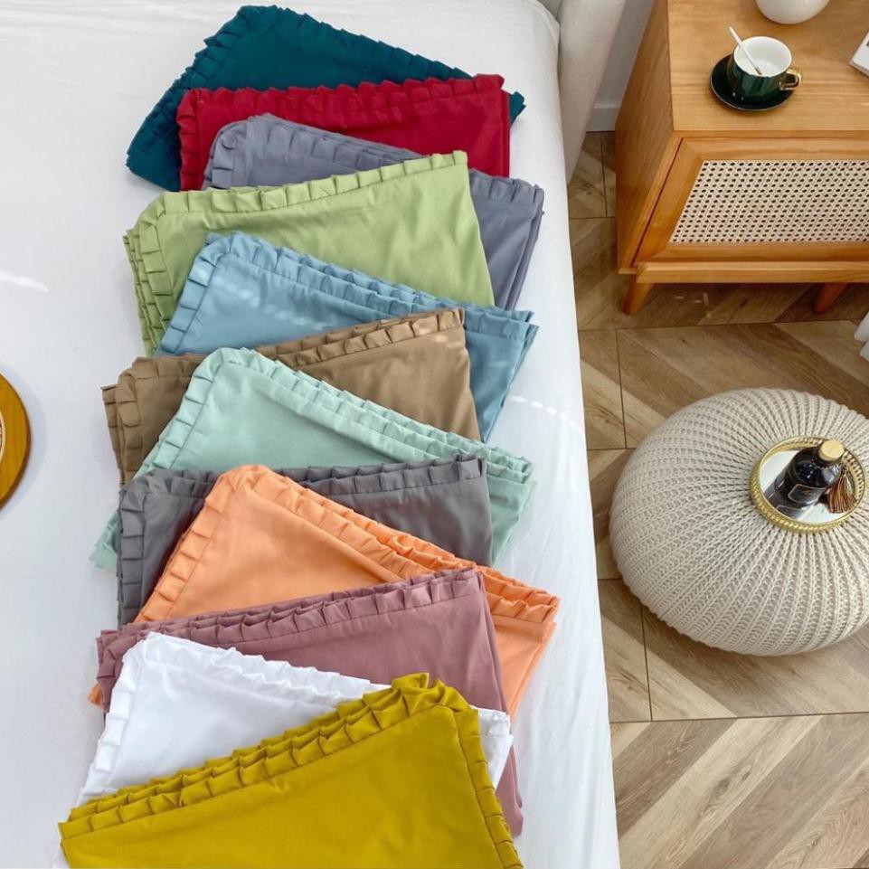 Bộ chăn ga Cotton Tici phối bèo bộ chăn ga Hàn Quốc đủ màu đủ size miễn phí bo chun_hàng không kèm ruột