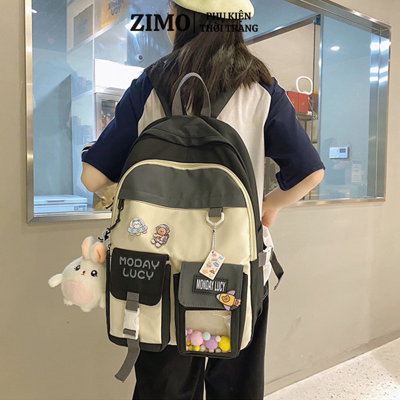 Balo nữ đi học đẹp giá rẻ thời trang dễ thương ZIMO cặp đi học nam nữ nhiều ngăn đựng laptop cá tính