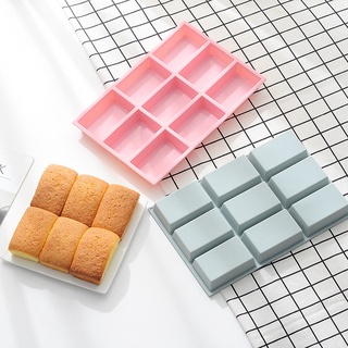 Khuôn silicon nướng bánh bông lan, làm nên thơm, xà phòng 9 ô hình chữ nhật