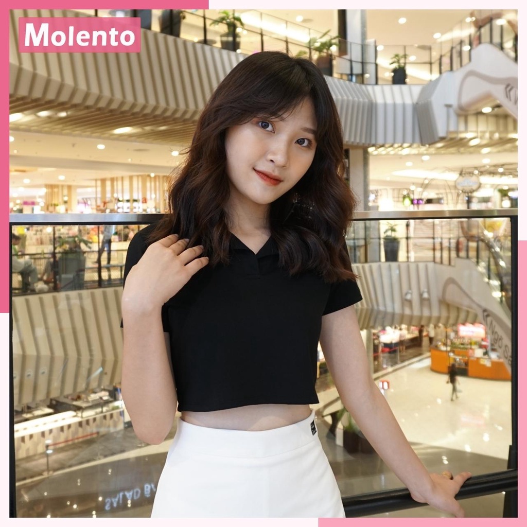 Áo Polo Croptop MOLENTO Áo Croptop Nữ Tay Ngắn Có Cổ Cotton Mềm Mịn Thoáng Mát Nhiều Màu - M24