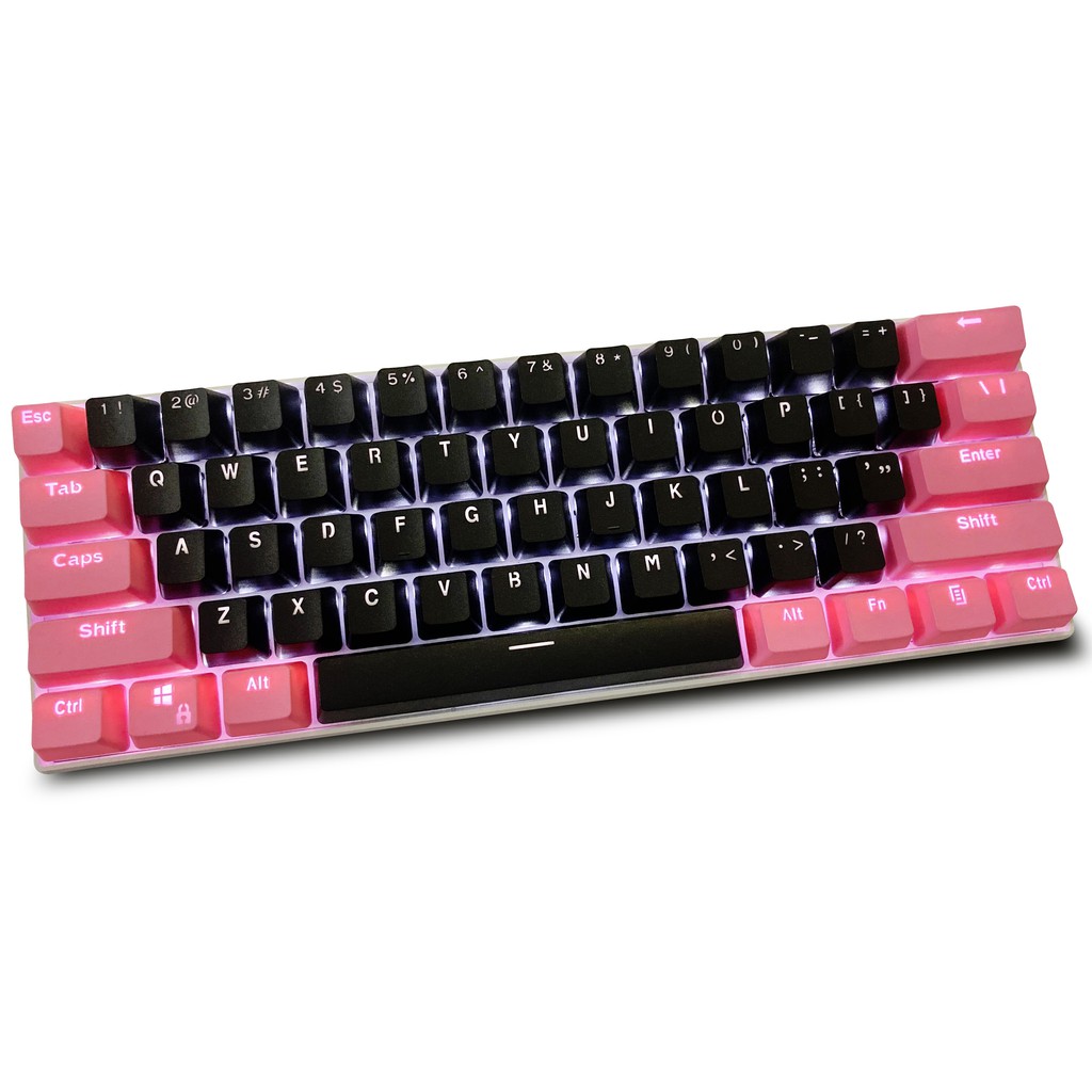 Keycap màu hồng đen, 61 key PBT keycaps Sự kiện đặc biệt Keycaps, bàn phím cơ hai màu có đèn nền keycaps GH60 / RK61 / ALT61 / Annie / GK61 keycaps poker keycaps chơi game (chỉ bán keycaps)