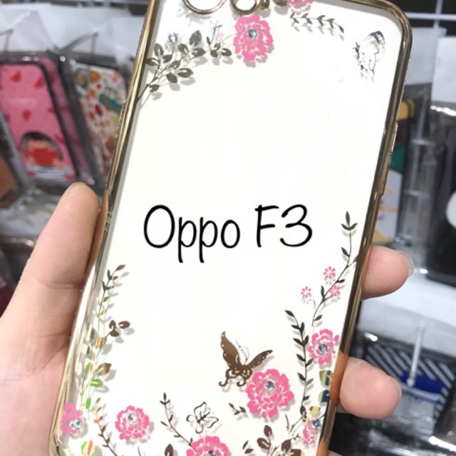 Ốp dẻo trong đính đá Oppo F3