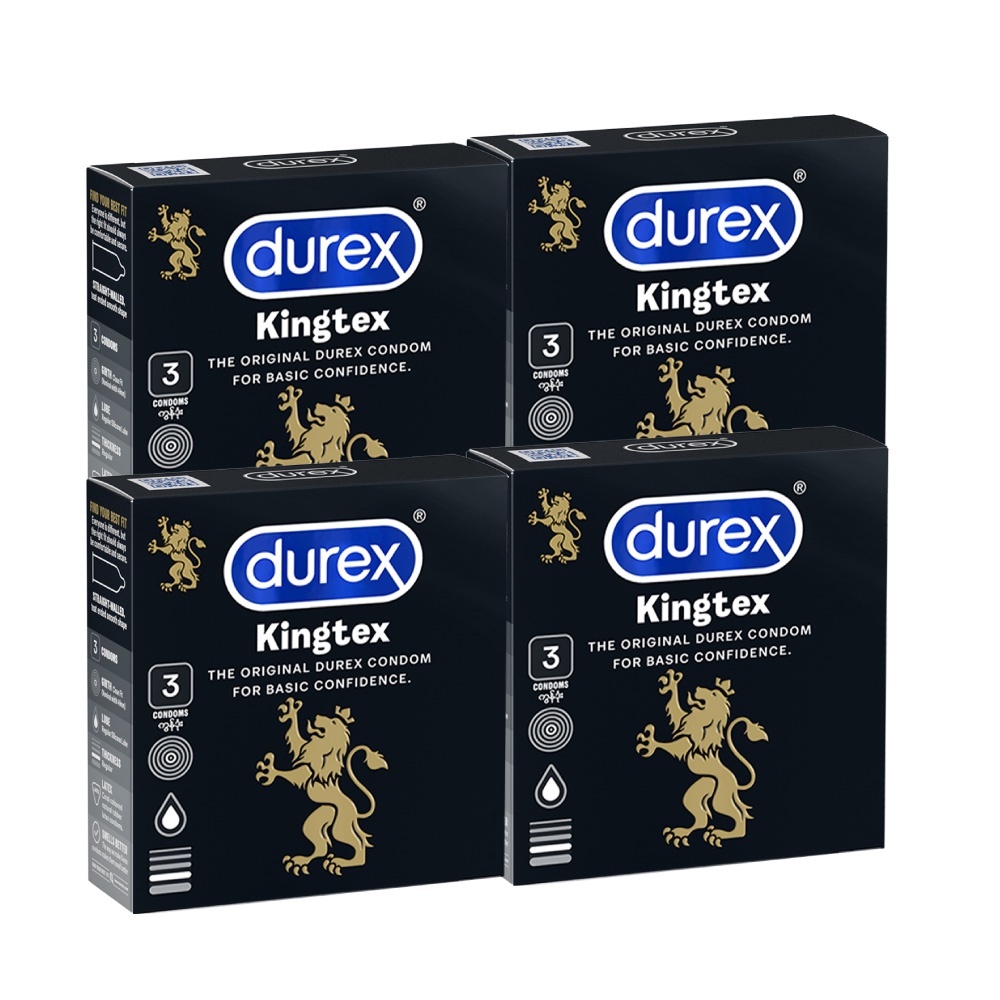 Bộ 4 hôp bao cao su Durex Kingtex ôm sát, bôi trơn (size 49mm, 3 bao/hộp)