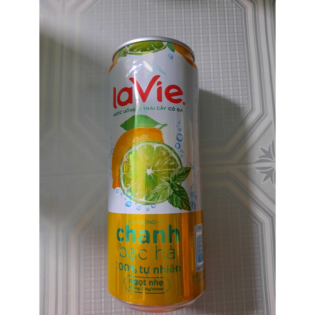 Nước Giải Khát Có Ga Lavie Hương Chanh Bạc Hà, Đào Cam, Dâu Việt Quất Lon 330Ml