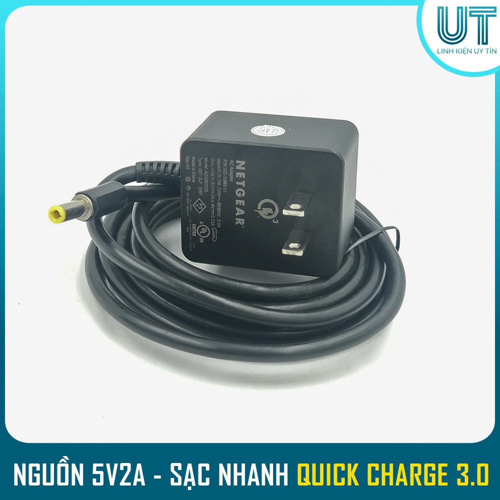 Nguồn Adapter sạc nhanh 5V2A MicroUSB và 5.5 DC - Có sạc nhanh Quick Chager 3.0 ( Hãng Netgear )