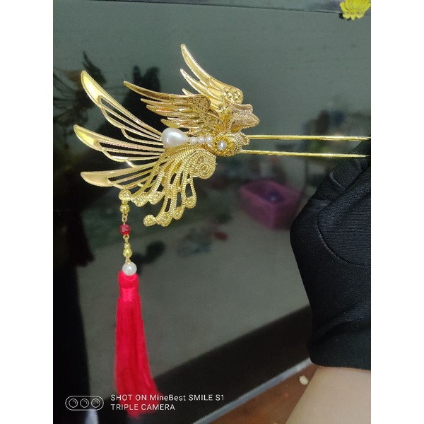 Trâm cài tóc cổ trang cô dâu phượng hoàng bay